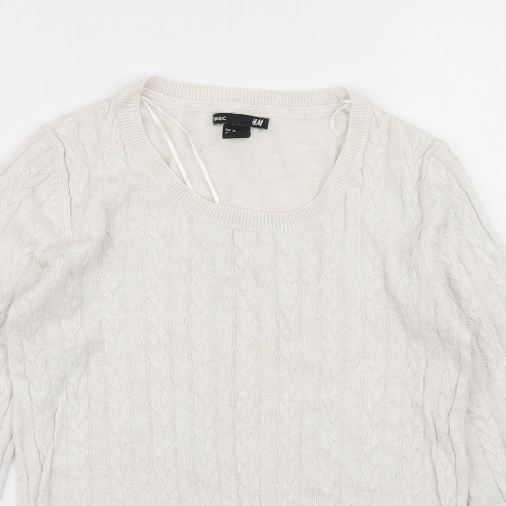 Womens UK Size XS H&M White Pullover Jumper