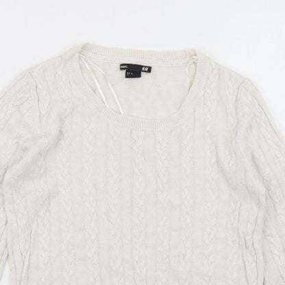 Womens UK Size XS H&M White Pullover Jumper