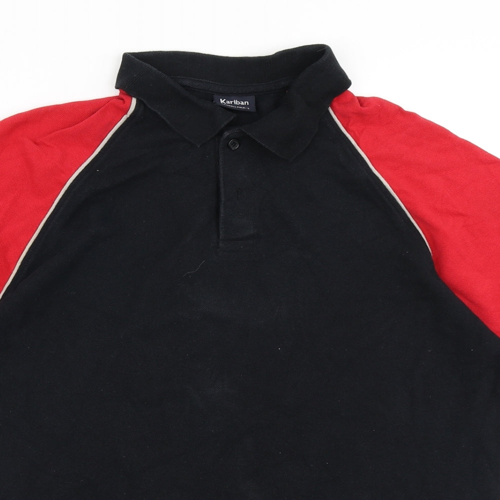 Kariban Mens Black Colourblock   Polo Size L