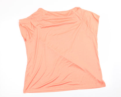 Womens UK Size XL marble Orange Basic T-Shirt