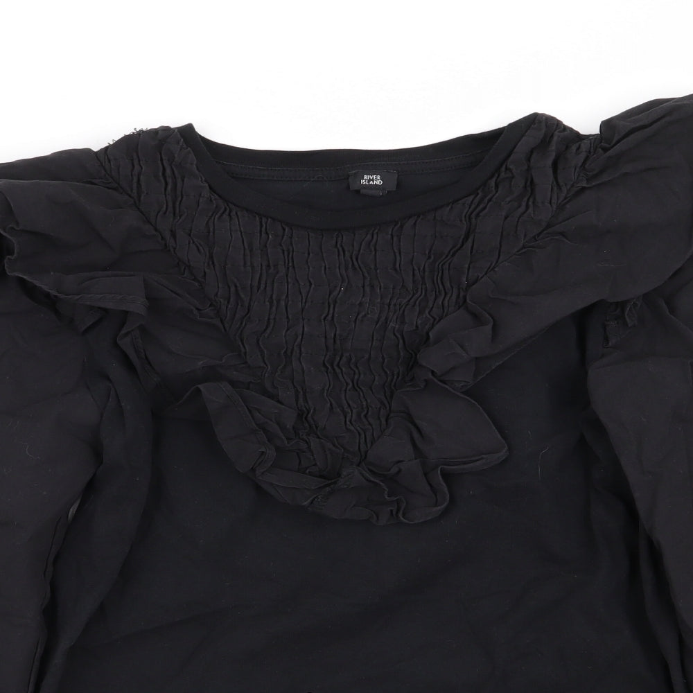 Womens UK Size 6 River Island Black Basic Blouse