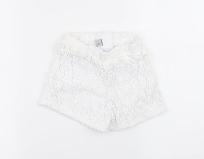 TU Girls White Floral  Hot Pants Shorts Size 6 Years
