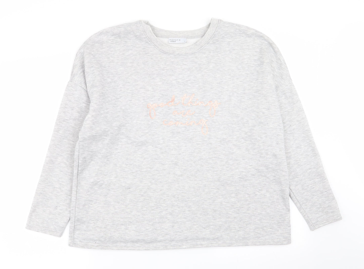 Womens UK Size L Papaya Grey Pullover Jumper