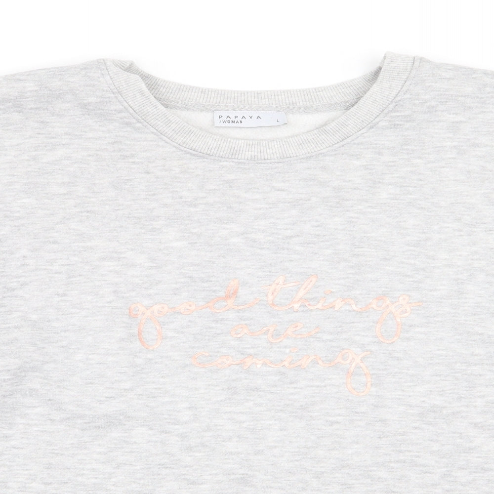 Womens UK Size L Papaya Grey Pullover Jumper