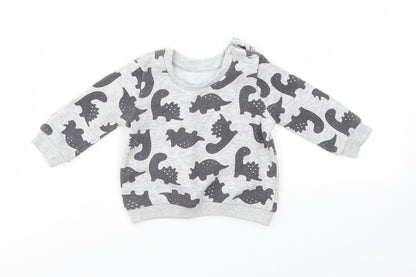 Matalan Boys Grey Animal Print  Pullover Jumper Size 0-3 Months