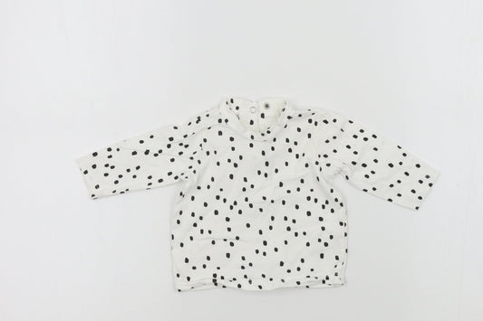 Nutmeg Girls White Geometric  Basic T-Shirt Size 0-3 Months