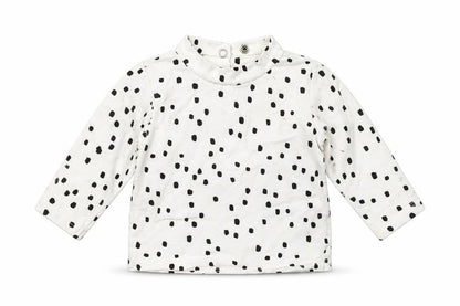 Front view of Nutmeg girls’ white geometric basic t-shirt, size 0-3, months