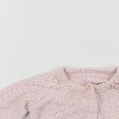 Nutmeg Girls Pink Colourblock  Cardigan Jumper Size 3-6 Months