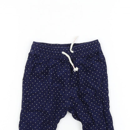 H&M Girls Blue Spotted  Cargo Trousers Size 9 Months