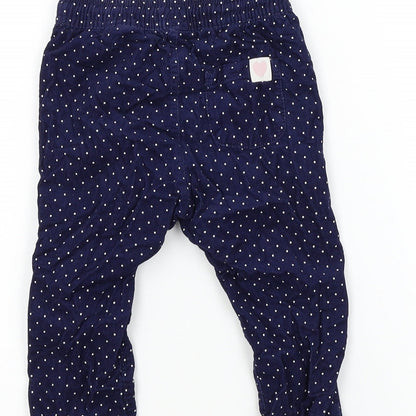 H&M Girls Blue Spotted  Cargo Trousers Size 9 Months