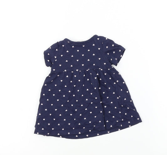 H&M Girls Blue Colourblock  Basic T-Shirt Size 3-6 Months