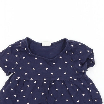 H&M Girls Blue Colourblock  Basic T-Shirt Size 3-6 Months