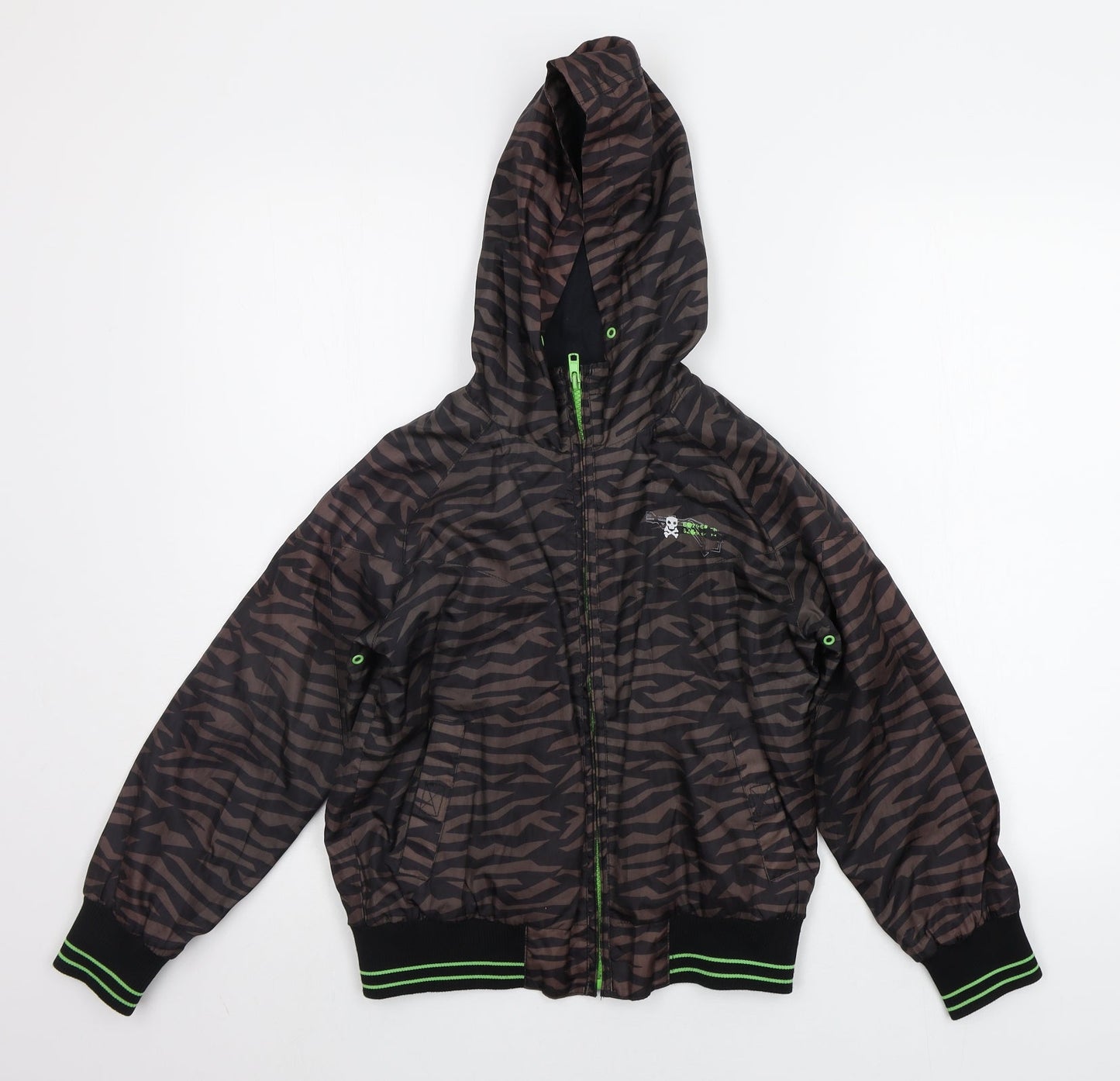 Preworn Boys Brown Striped  Jacket  Size 8 Years