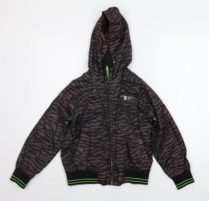 Preworn Boys Brown Striped  Jacket  Size 8 Years
