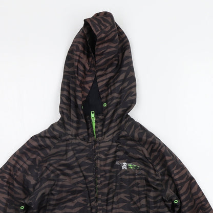 Preworn Boys Brown Striped  Jacket  Size 8 Years