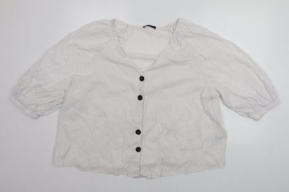 Womens UK Size 18 Marks and Spencer White Basic Button-Up