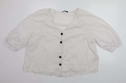 Womens UK Size 18 Marks and Spencer White Basic Button-Up