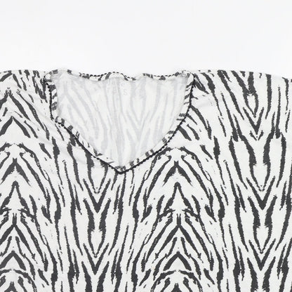 Love Tees Womens Black Animal Print  Top Pyjama Top Size 20