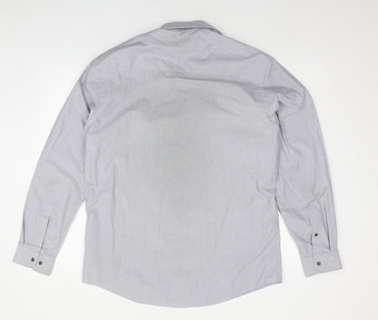 T&W Mens Grey    Button-Up Size 16.5