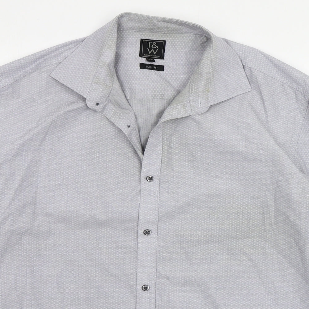 T&W Mens Grey    Button-Up Size 16.5