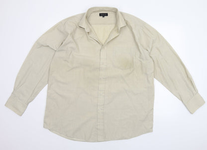 Mens UK Size 16.5 Cedar Wood State Beige  Button-Up Long Sleeve Casual Shirt