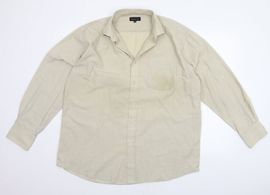 Mens UK Size 16.5 Cedar Wood State Beige  Button-Up Long Sleeve Casual Shirt