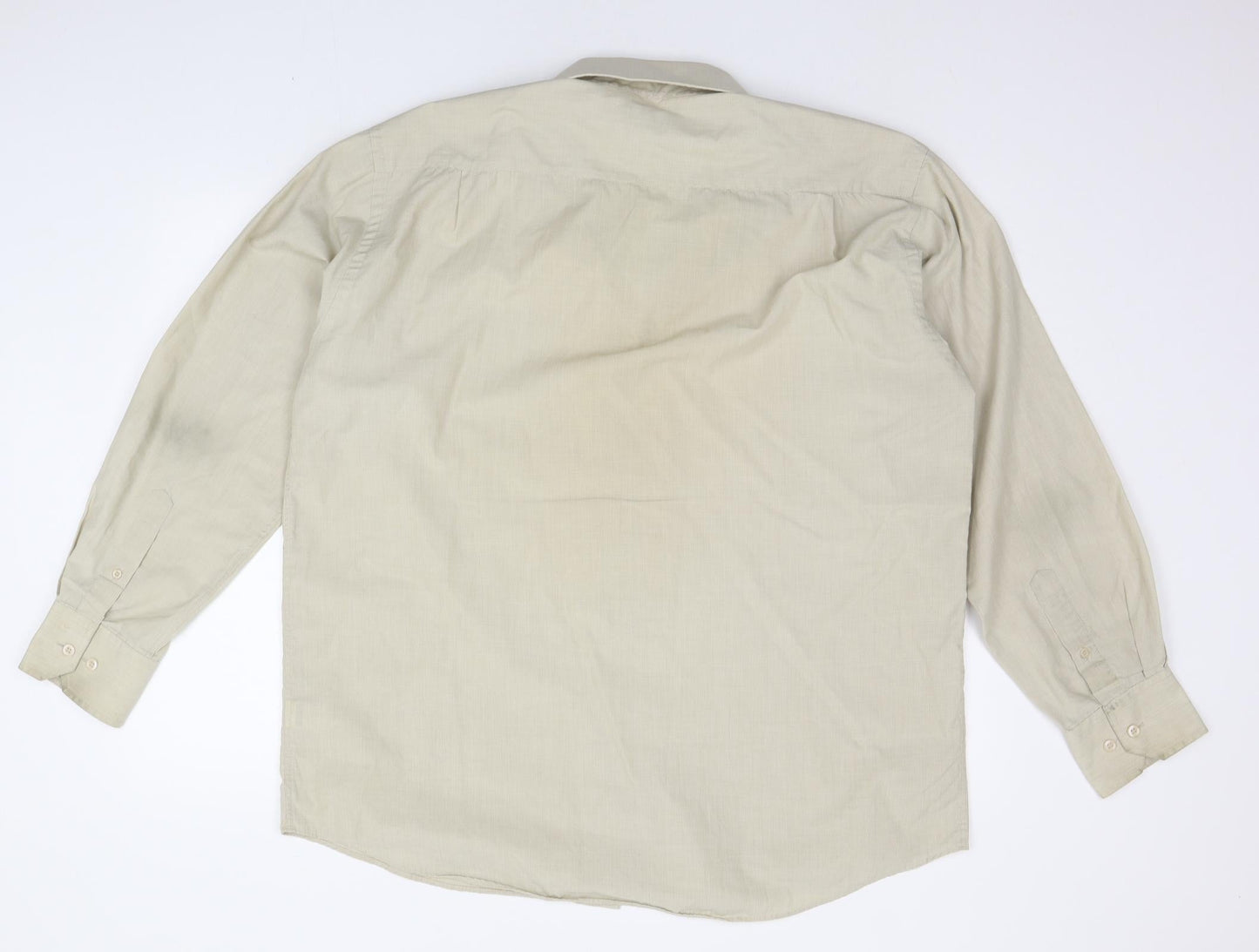 Mens UK Size 16.5 Cedar Wood State Beige  Button-Up Long Sleeve Casual Shirt