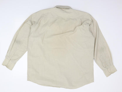 Mens UK Size 16.5 Cedar Wood State Beige  Button-Up Long Sleeve Casual Shirt