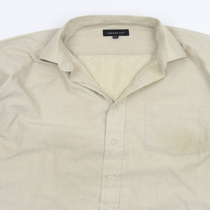 Mens UK Size 16.5 Cedar Wood State Beige  Button-Up Long Sleeve Casual Shirt