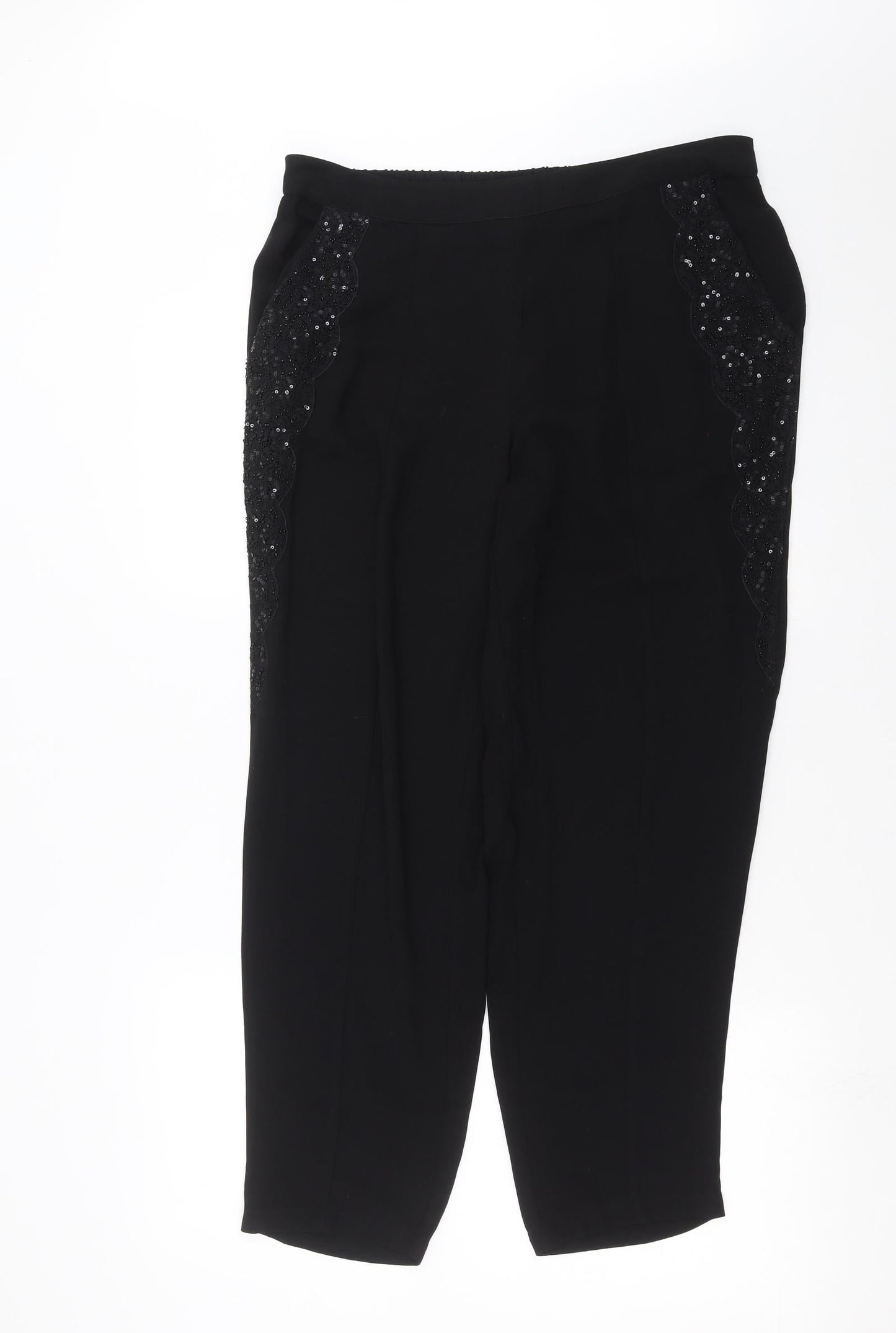 Nutmeg Womens Black   Trousers  Size 14 L27 in - beaded detail