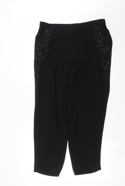 Nutmeg Womens Black   Trousers  Size 14 L27 in - beaded detail