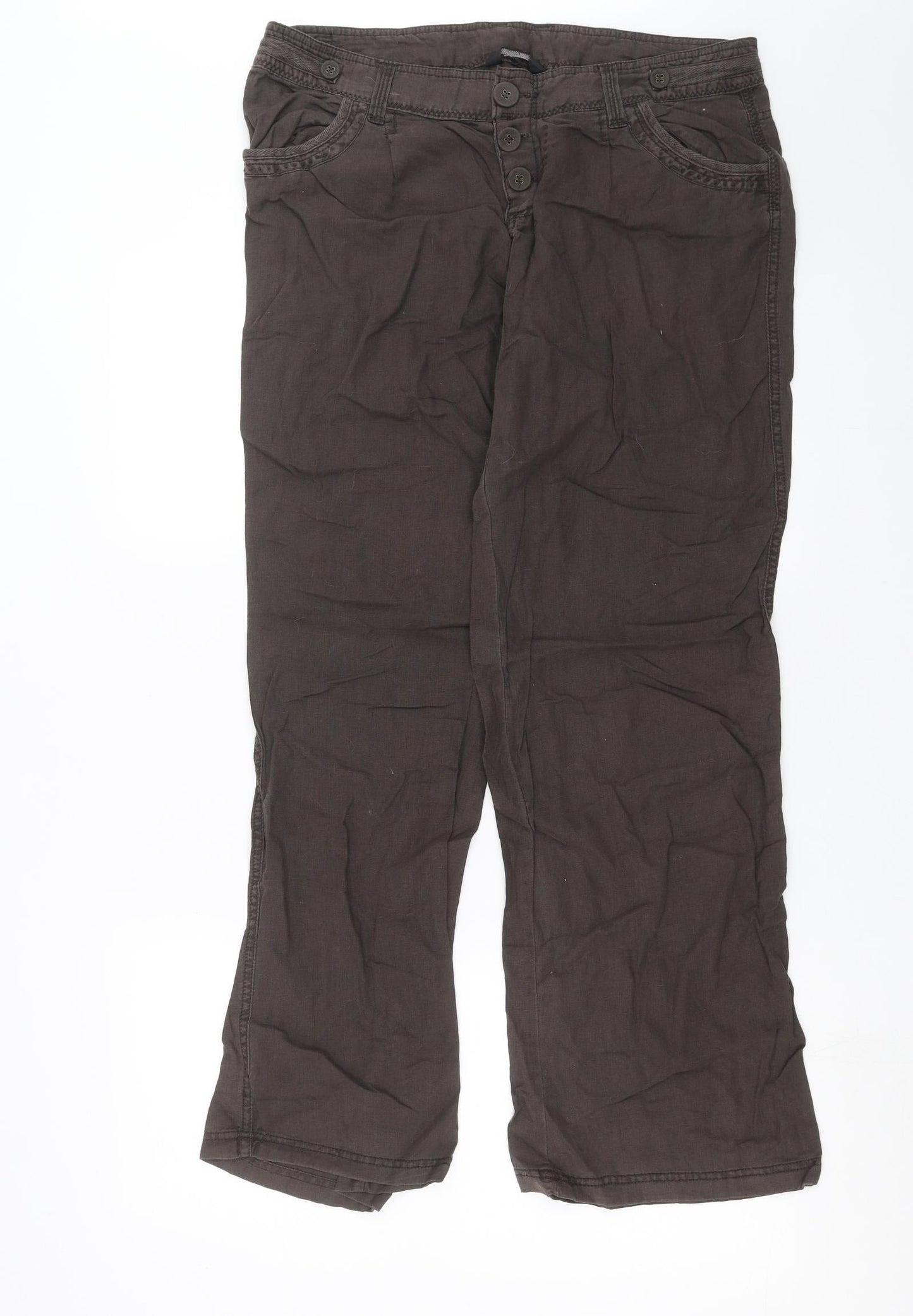 Womens UK Size 14 Preworn Regular Fit  Brown Trousers