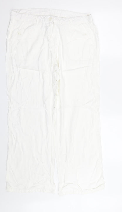 Womens UK Size 16 M&S Regular Fit  White Trousers