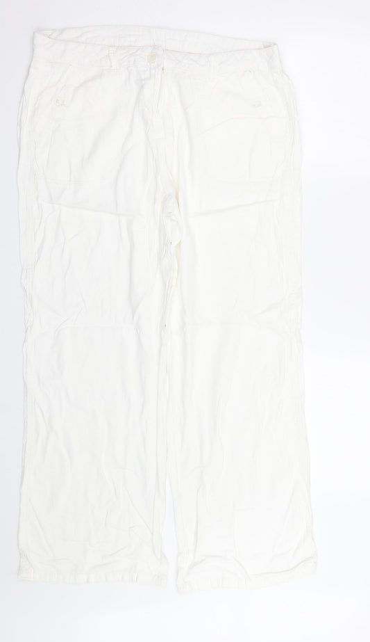 Womens UK Size 16 M&S Regular Fit  White Trousers