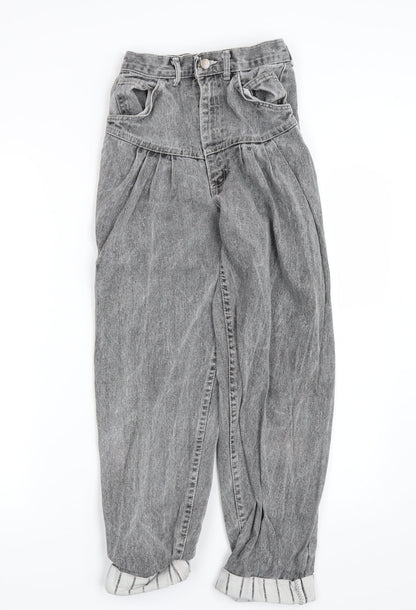 Womens UK Size 4 Preworn Regular Fit Straight Grey Jeans