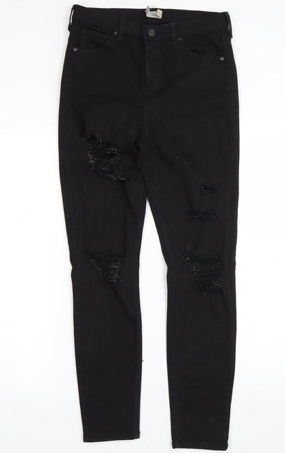 Topshop Womens Black  Denim Skinny Jeans Size 30 L27 in