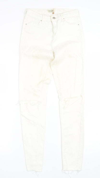 Topshop Womens White  Denim Skinny Jeans Size 26 L28 in