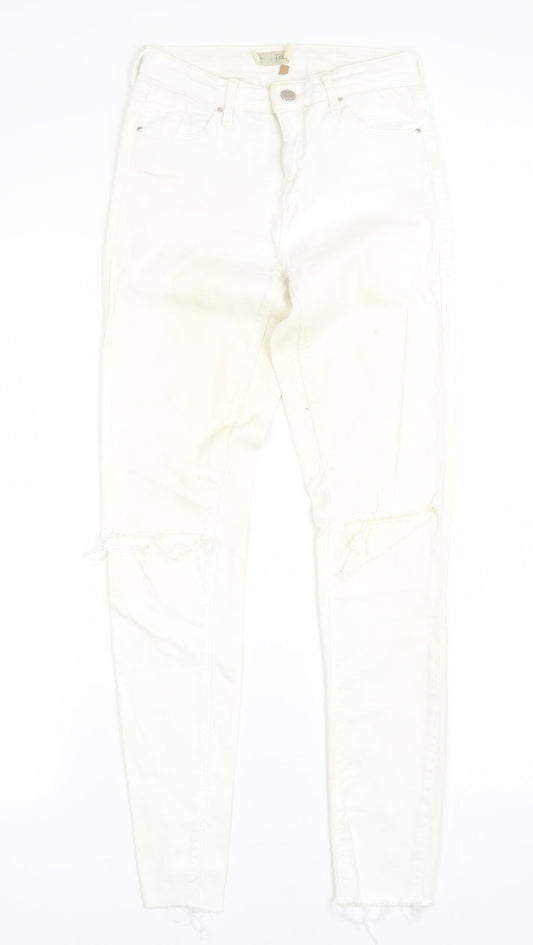 Topshop Womens White  Denim Skinny Jeans Size 26 L28 in