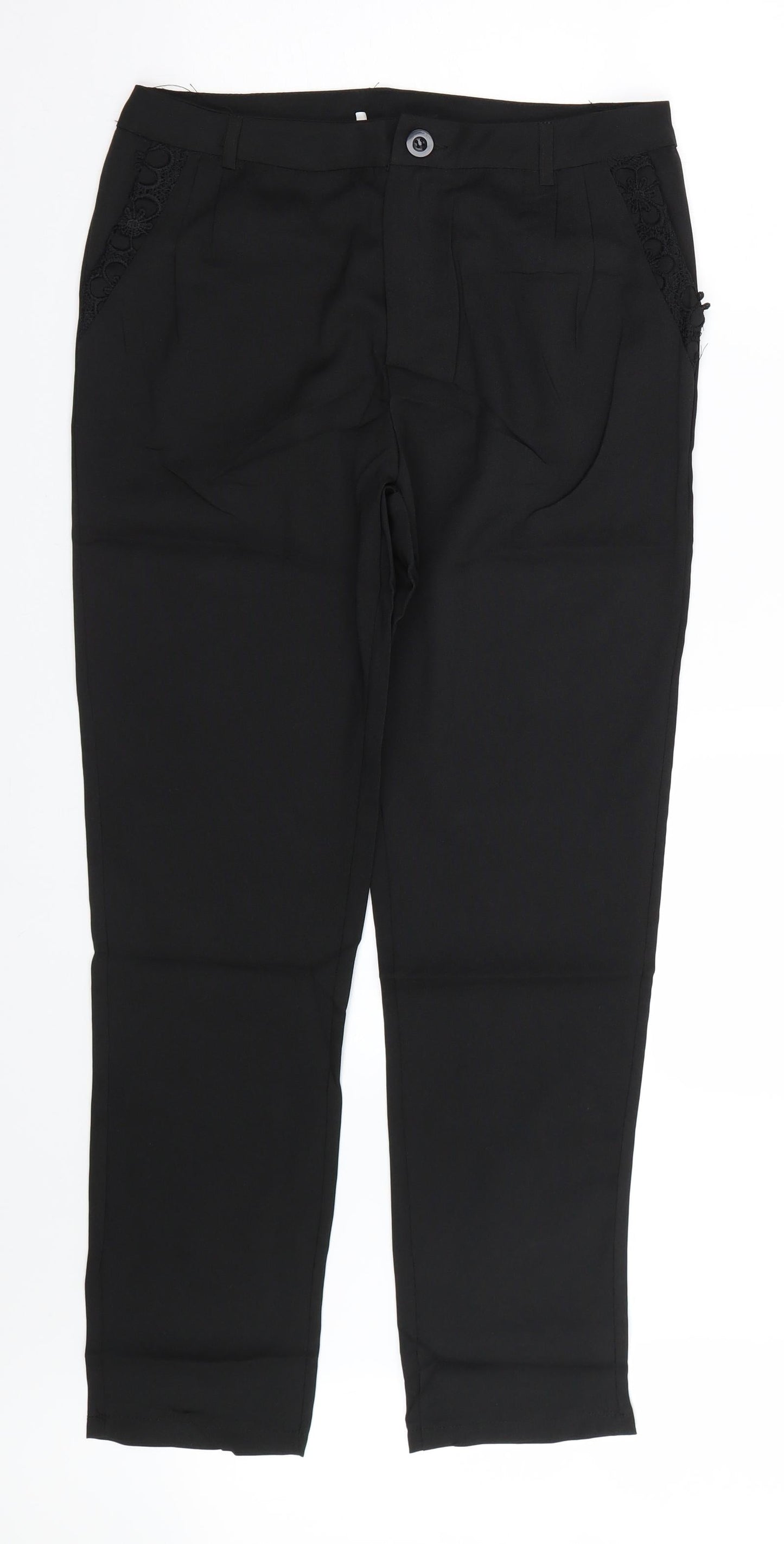 Womens UK Size XL Preworn Regular Fit  Black Trousers
