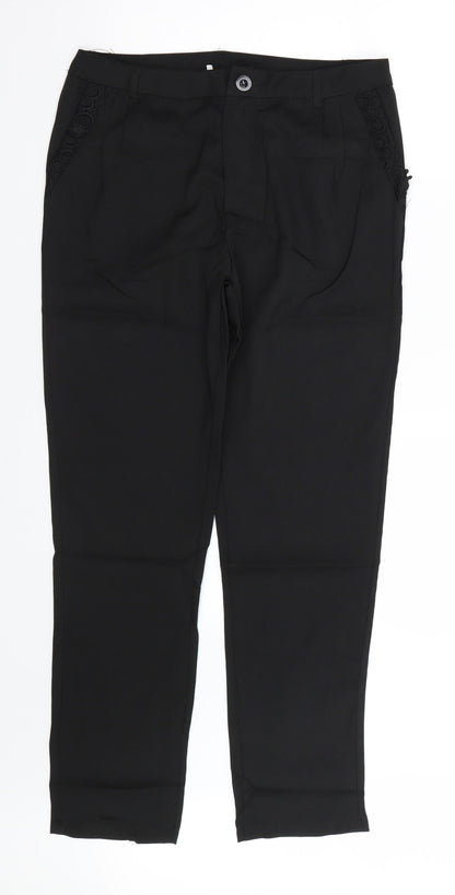 Womens UK Size XL Preworn Regular Fit  Black Trousers