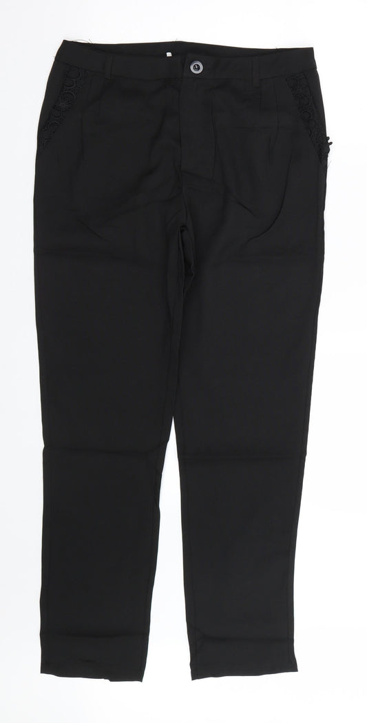 Womens UK Size XL Preworn Regular Fit  Black Trousers
