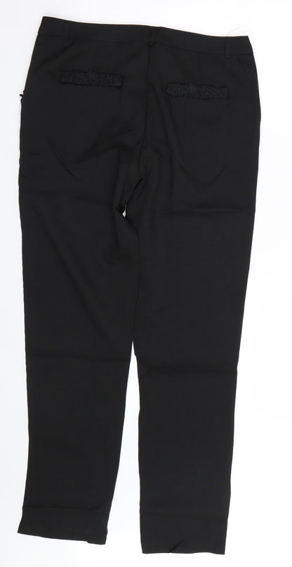 Womens UK Size XL Preworn Regular Fit  Black Trousers