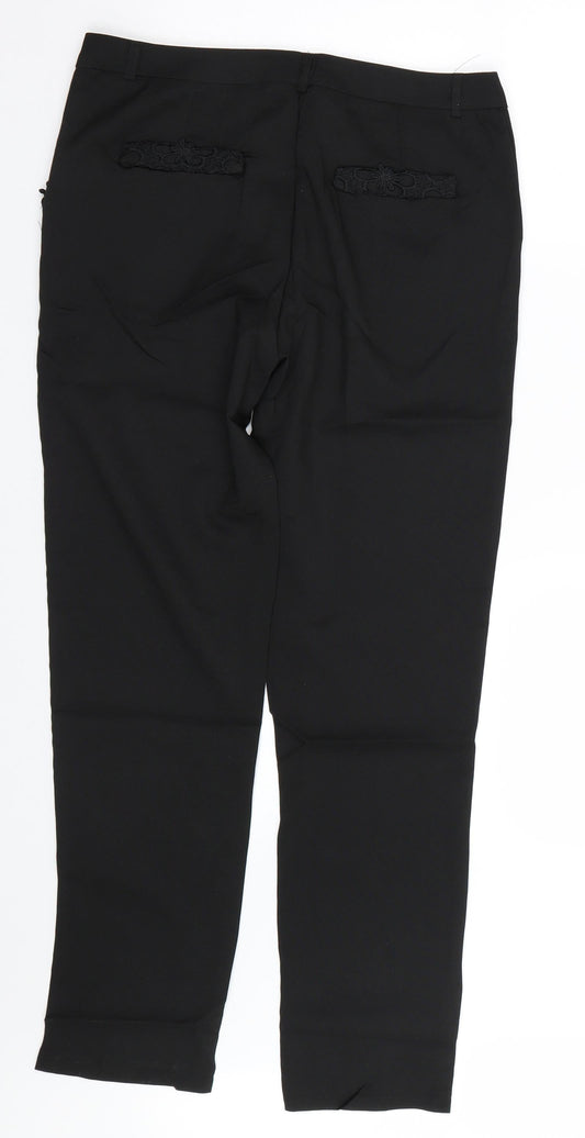 Womens UK Size XL Preworn Regular Fit  Black Trousers