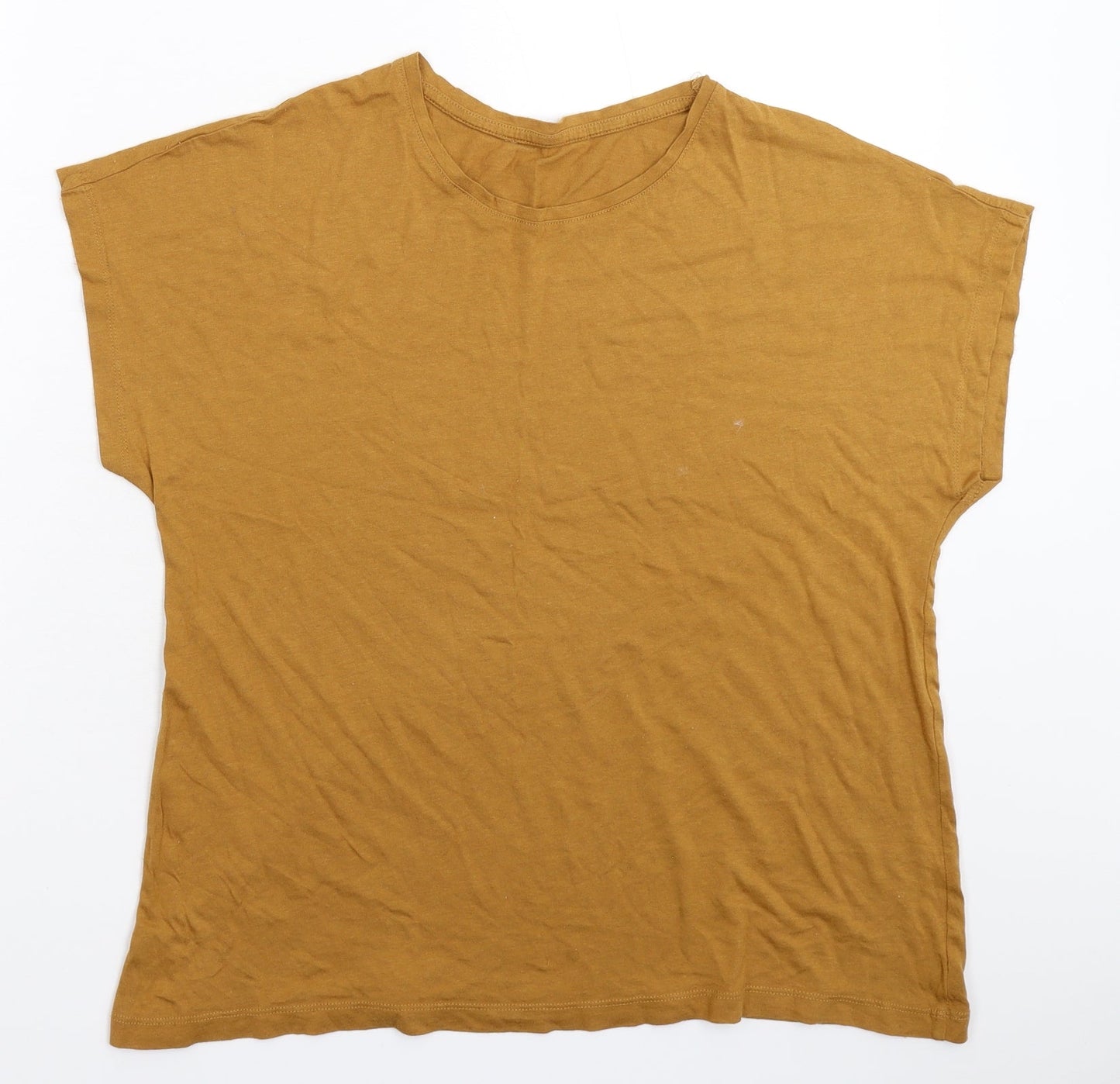 Womens UK Size L Preworn Beige Basic T-Shirt