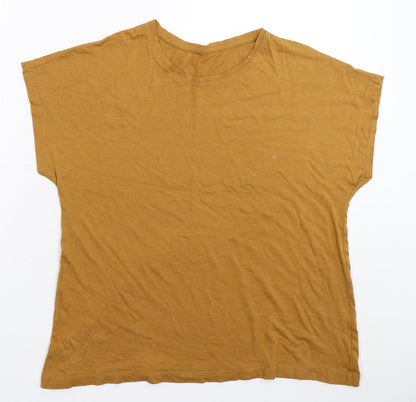 Womens UK Size L Preworn Beige Basic T-Shirt