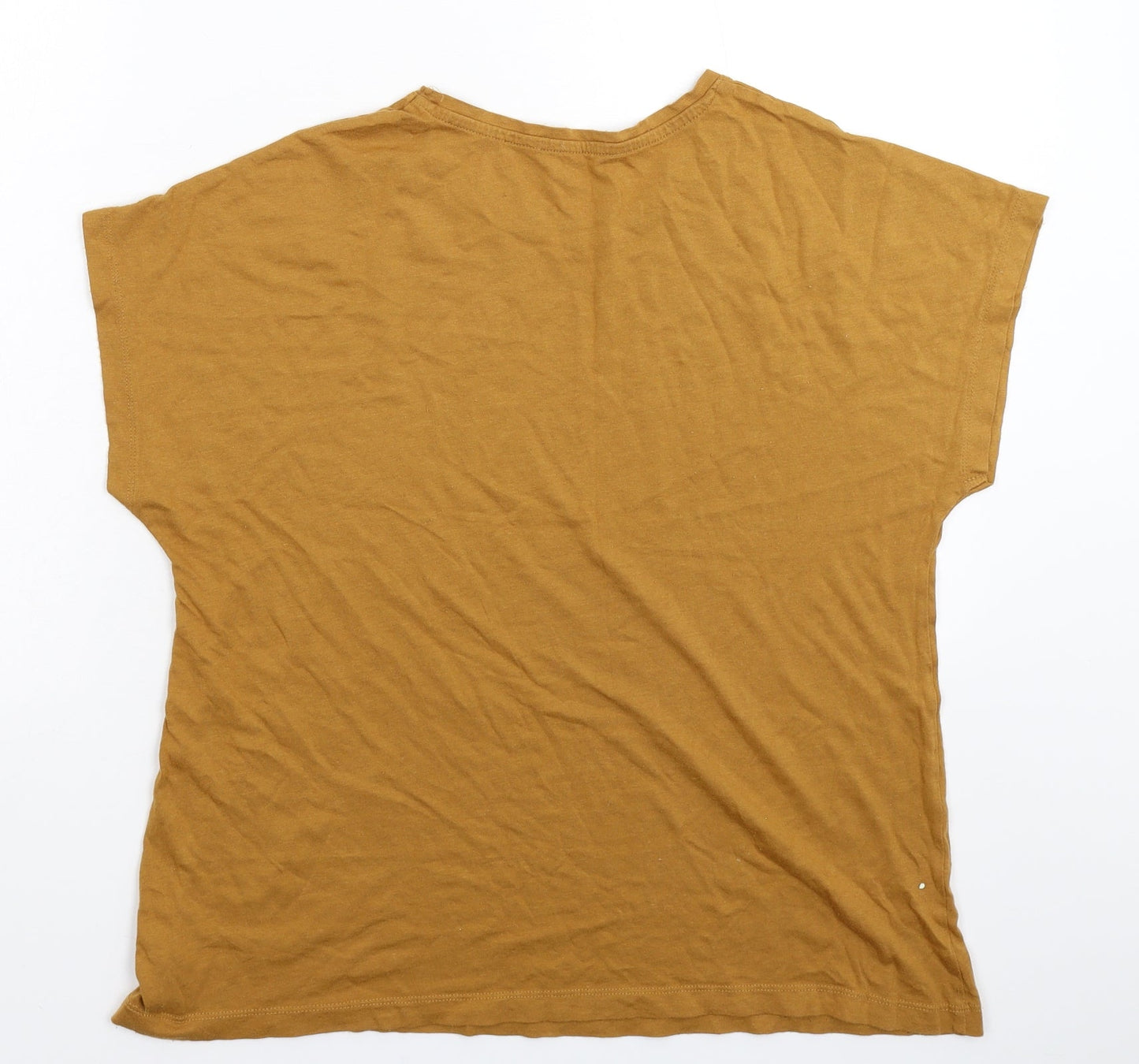 Womens UK Size L Preworn Beige Basic T-Shirt