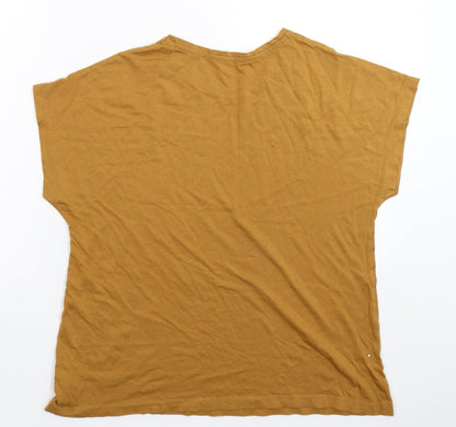 Womens UK Size L Preworn Beige Basic T-Shirt
