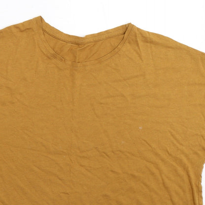 Womens UK Size L Preworn Beige Basic T-Shirt