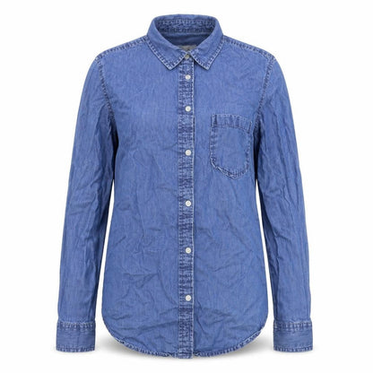 Womens UK Size 8 Denim & Co. Blue Basic Button-Up