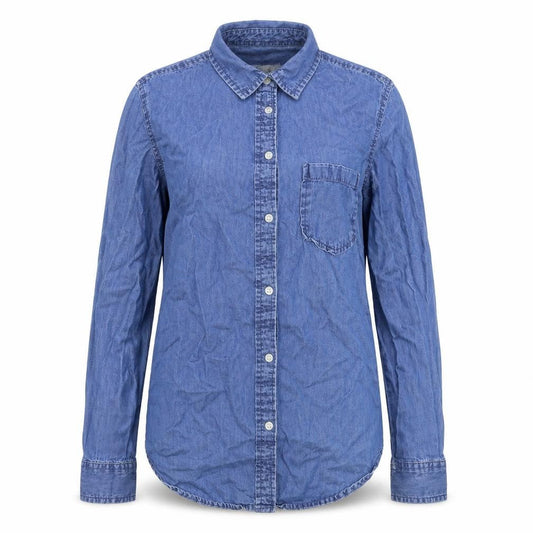 Womens UK Size 8 Denim & Co. Blue Basic Button-Up